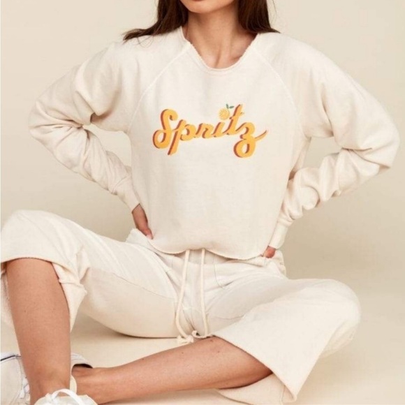 MATE The Label Spritz Graphic Terry Raglan Donny Pullover Sweatshirt Bone Small - Picture 1 of 8